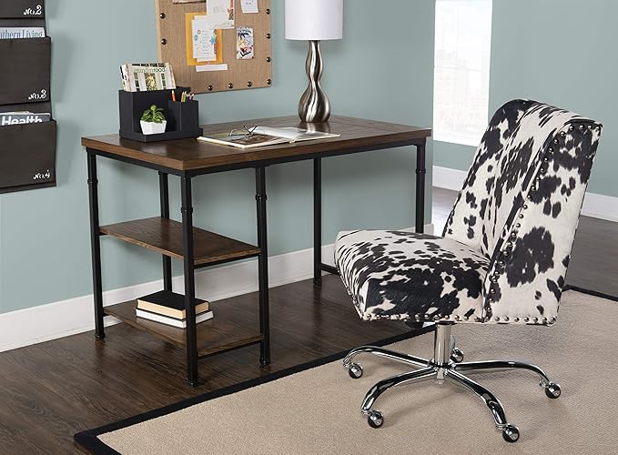 Linon Rhett Two Shelf Desk, Black