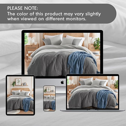 Grey Twin Comforter Set - Modern Soft Farmhouse Bedding for Teen Boys, Kids Colorblock Pattern Bed Sets for All Season, 2 Pieces includes 1 Comforter, 1 Sham (66"x 90")