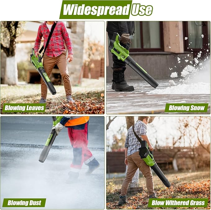 Cordless Leaf Blower - 105 MPH/530CFM, 40V Brushless Electric Leaf Blower with Turbine Fan Technology, 2X 5.0Ah Batteries and Charger with Shoulder Strap for Lawn Care, Yard, Garage Cleaning