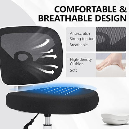 Primy Office Drafting Chair Armless, Tall Office Desk Chair Adjustable Height and Footring, Mid-back Ergonomic Standing Desk Chair Mesh Rolling Tall Chair for Art Room, Office or Home(White)