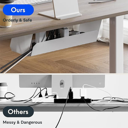 FLEXISPOT Standing Desk Quick Assembly Electric Stand Up Desk Whole-Piece Desktop Ergonomic Memory Controller Height Adjustable Desk(White Frame + 40" Grey Wood Grain Desktop)
