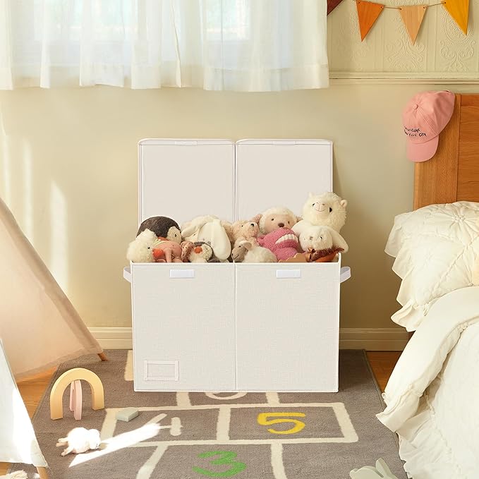 GRANNY SAYS Toy Chest with Lids, Foldable Toy Storage Organizer with Handles, Stuffed Animal Storage for Nursery Room Playroom, Living Room, Large Toy Box for Boys and Girls, Light Brown