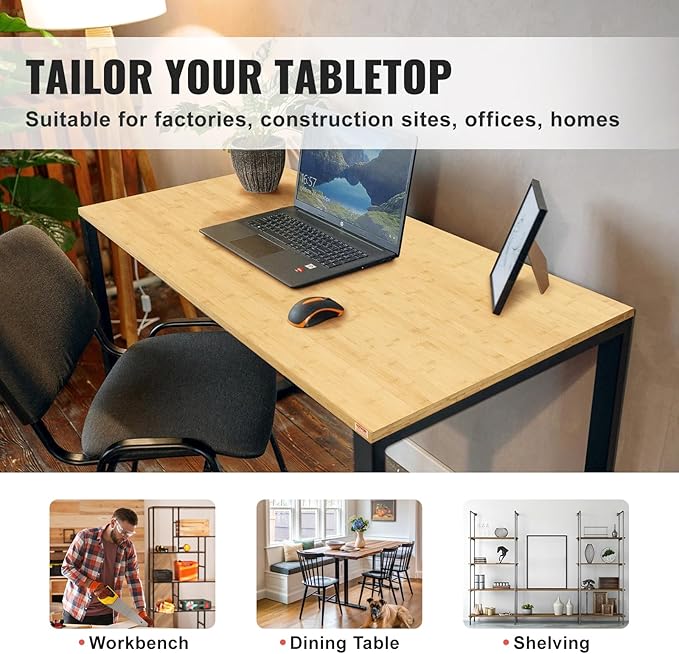 VEVOR Bamboo Table Top, 70.9" x 29" x 1.5", 330 lbs Load Capacity, Universal Solid One-Piece Bamboo Desktop for Height Adjustable Electric Standing Desk Frame, Rectangular Countertop for Home & Office