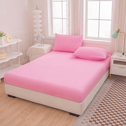 Pink Comforter Sets Queen Size, Pink Bedding Sets,Bed in a Bag Comforter 5 Pieces-Soft Lightweight Microfiber Bed Set for All Season…