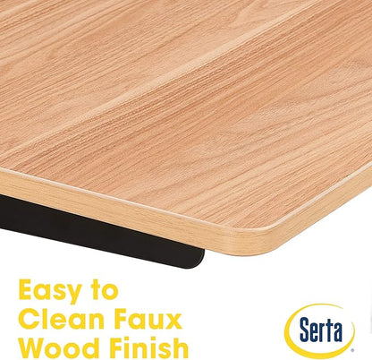 Serta Creativity Electric Height Adjustable Desk, 47" Inch Wood Desktop Sit Stand Table for Office, Work from Home Furniture, Easy to Assemble, Light Brown