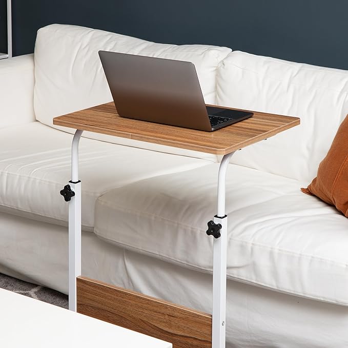 Mind Reader Woodland Collection, Mobile Sit/Stand Laptop Desk Adjustable, Lockable Casters, Portable, 21.75" L x 15.75" W x 33" H, Medium, Brown