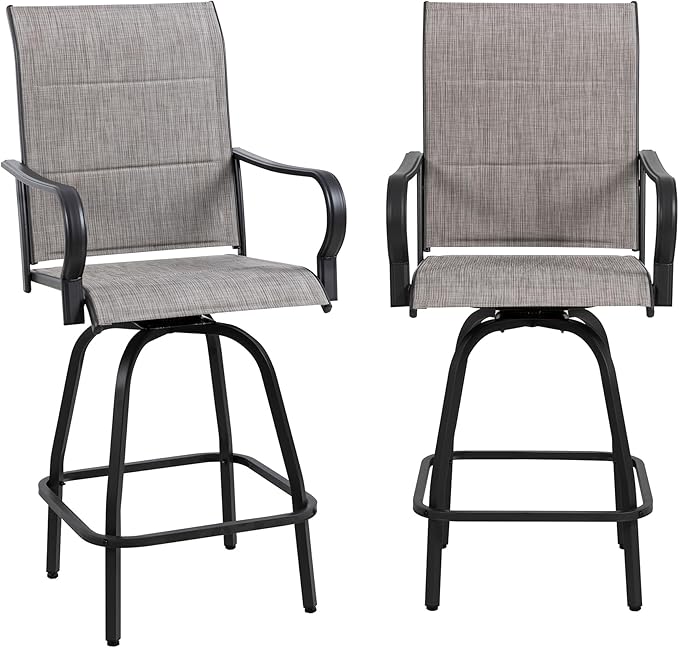 Shintenchi HGB-GR-C patio bar sets, Set of 2, Padded Gray