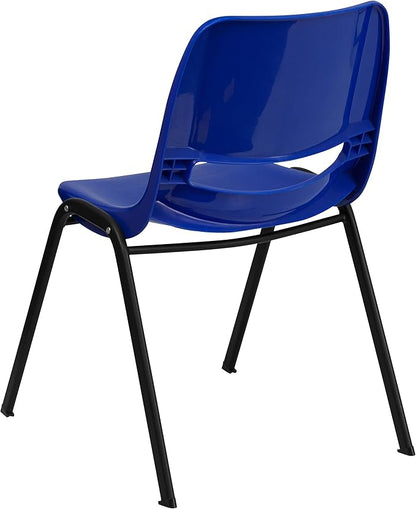 Flash Furniture HERCULES Series 661 lb. Capacity Navy Ergonomic Shell Stack Chair with Black Frame and 16'' Seat Height