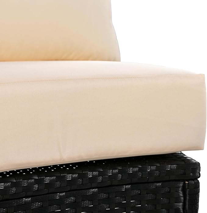 Merax Patio Furniture Sets Outdoor, All Weather Half-Moon Sectional PE Rattan Sofa with Cushions, Beige