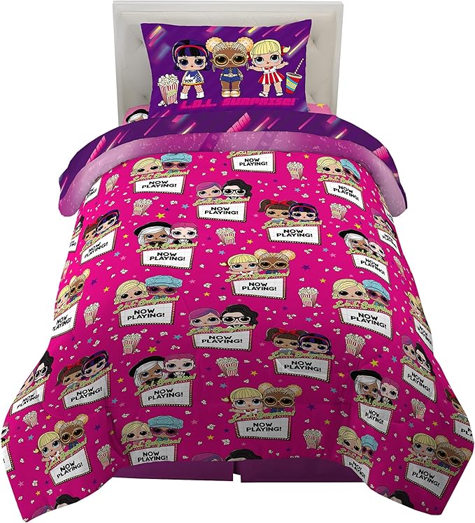 Franco Kids Bedding Super Soft Comforter and Sheet Set, 4 Piece Twin Size, LOL Surprise