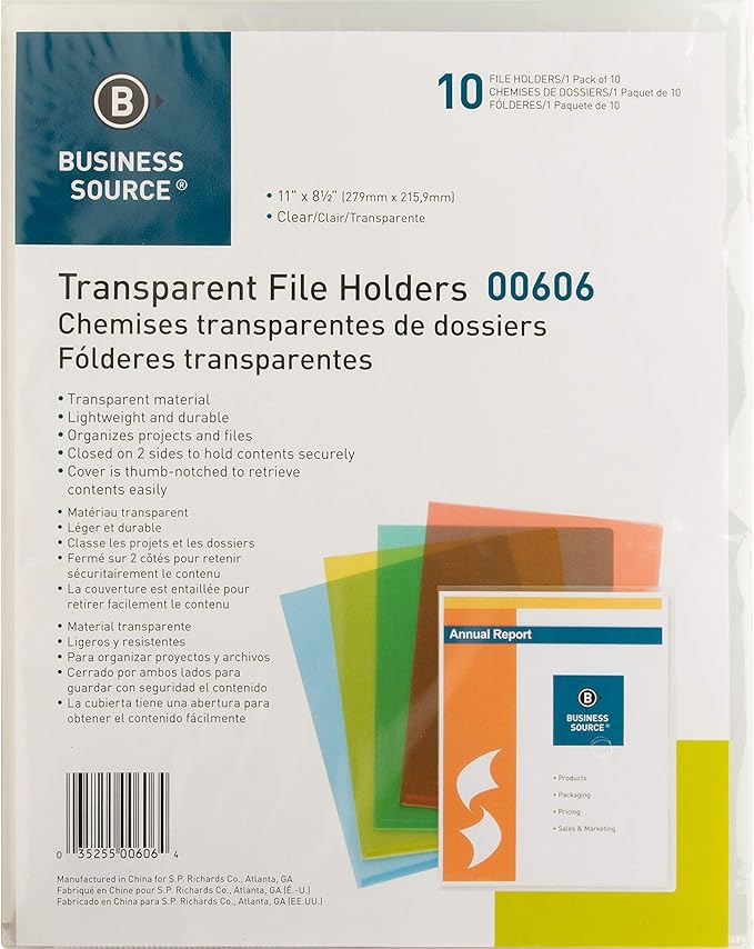 Business Source File Sleeve, Clear (00606BX)