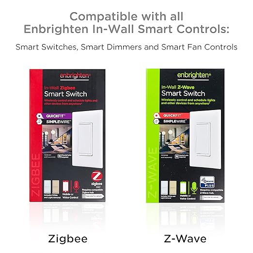 GE Enbrighten Add-On Switch QuickFit and SimpleWire, In-Wall Paddle, Z-Wave ZigBee Wireless Smart Lighting Controls, Latest Version, NOT A STANDALONE Switch, 46199