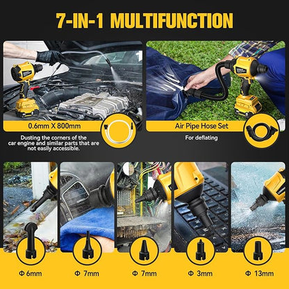 LIVOWALNY Cordless Dust Blower for Dewalt 20V Battery, Leaf Blower Brushless Handheld Blower Sawdust Blower 447 MPH/39 CFM for Garages, Sawmill Room, Workshop Cleaning, Home Improvement (No Battery)