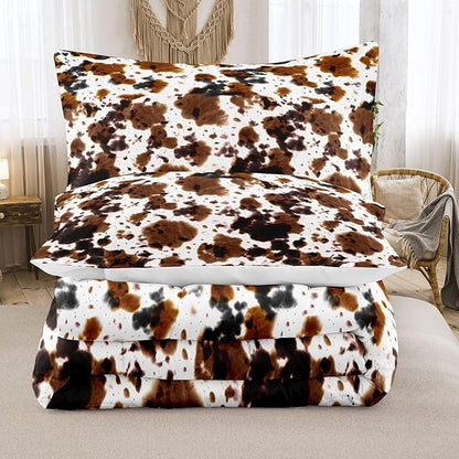 Tailor Shop Cow Print Comforter Sets Queen Size,Cow Print Bedding Set for Boys Teens Girls,Black White Queen Soft Microfiber Cowhide Bedding Set with 1 Comforter and 2 Pillowcases