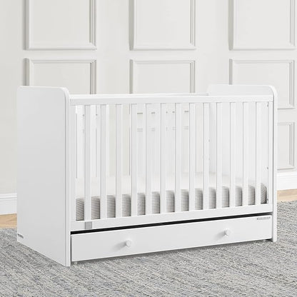 GAP babyGap Graham 4-in-1 Convertible Crib with Storage Drawer - Greenguard Gold Certified, Bianca White