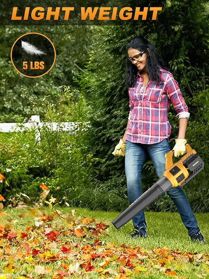 EWORK Cordless Leaf Blower - 21V Electric Leaf Blower Cordless with (2) 3.0Ah Battery and Fast Charger 400CFM Variable Speed & Turbo Mode - Battery Powered Leaf Blowers for Lawn Care and Patio