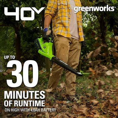 Greenworks 40V (150 MPH / 130 CFM) Cordless Leaf Blower, 4.0Ah Battery and Charger Included