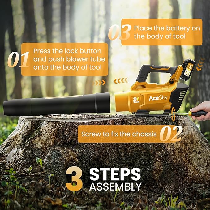Leaf Blower Cordless, 580CFM/160MPH & 3 Speed Levels, Electric Cordless Leaf Blower with 2 * 4.0Ah Battery Powered, Blowers for Lawn Care, Blower with Extension Nozzle