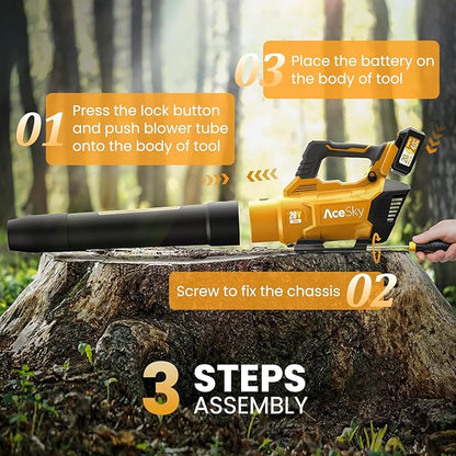 Leaf Blower Cordless, 580CFM/160MPH & 3 Speed Levels, Electric Cordless Leaf Blower with 2 * 4.0Ah Battery Powered, Blowers for Lawn Care, Blower with Extension Nozzle