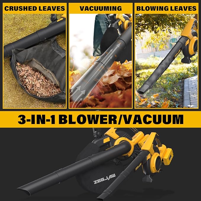 Cordless Leaf Blower & Vacuum, 3-in-1 Leaf Vacuum Mulcher with Bag, 40V 330CFM Battery Leaf Blower with 2x4.0Ah Battery & Charger for Lawn Care, 5-Speeds Variable Control