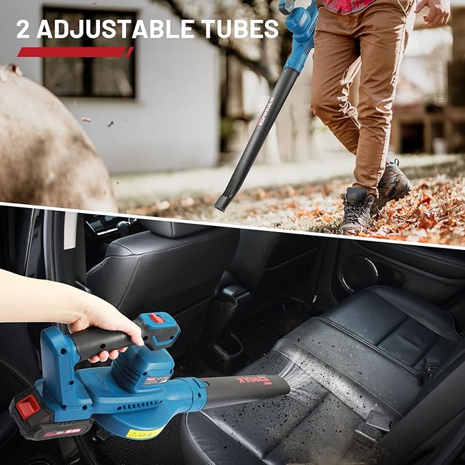 20V 160MPH Cordless Leaf Blower with Battery, Charger & Adjustable Tubes - Portable, Lightweight for Cleaning Leaf, Dust, Debris
