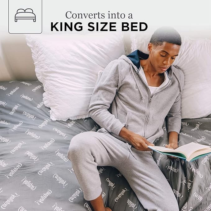 CordaRoy's Chenille Bean Bag Chair, Convertible Chair Folds from Bean Bag to Lounger, As Seen on Shark Tank, Moss - King Size