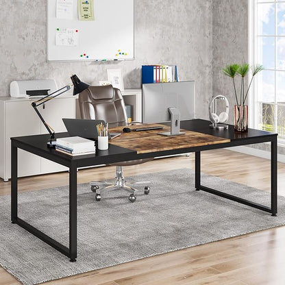 70.8 Inch Executive Desk, Large Computer Office Desk, Industrial Simple Business Study Writing Table for Home Office