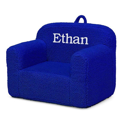 Delta Children Personalized Sherpa Cozee Chair - Customize with Name – Foam Kids Chair for Ages 18 Months and Up, Royal Blue