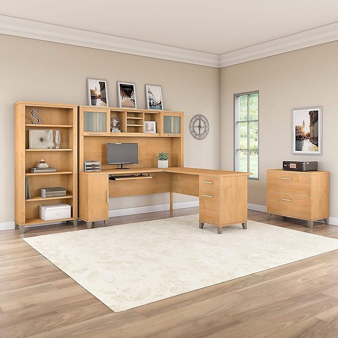Bush Furniture Somerset Desk Hutch, 72W, Maple Cross