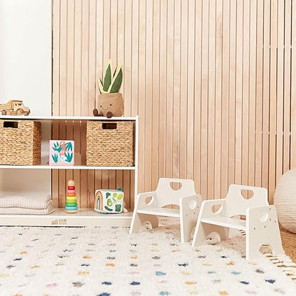 ECR4Kids Stackable Wooden Toddler Chair, 6in, Kids Furniture, White Wash, 2-Pack