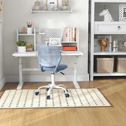 Kids Desk Chair, Blue Ergonomic Kids Office Chair Ages8-12 w/Lumbar Support, Low-Back Teen Desk Chair for Girls Boys, Small Cute Kids Computer Chair for Bedroom/Study/Vanity Desk