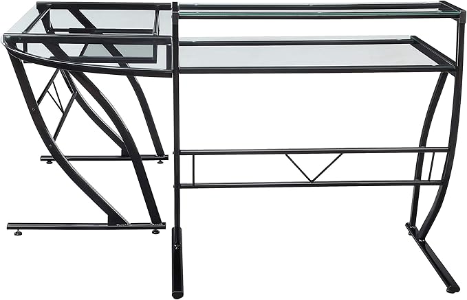 OSP Home Furnishings Constellation L Shaped Home Office Gaming Editing Desk, Black