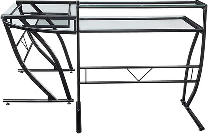 OSP Home Furnishings Constellation L Shaped Home Office Gaming Editing Desk, Black