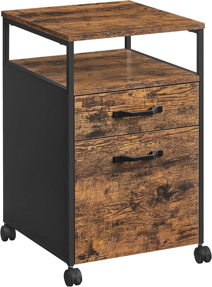 VASAGLE Lateral File Cabinet with Open Shelves and Drawer Mobile Filing Cabinet with Wheels