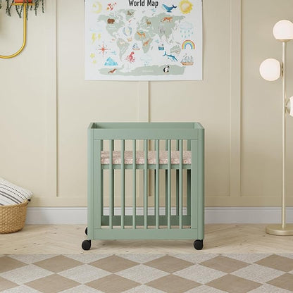 Babyletto Yuzu Convertible All-Stages Bassinet, Midi, Full-Size Crib in Light Sage, Greenguard Gold Certified, Portable & Adjustable with Conversion Kits and Pads Included