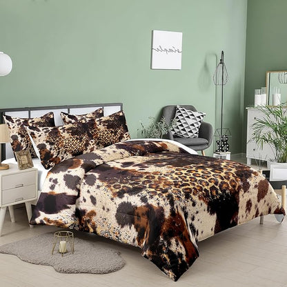 Tailor Shop Cow Print Comforter Sets for Boys Kids Teens,Leopard Comforter Set Twin Size Cow Print Bedding Sets,Leopard Print Comforter with 1 Comforter 1 Pillowcase…
