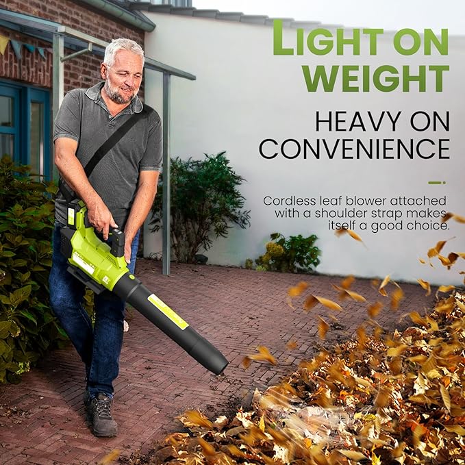 Leaf Blower Cordless, 580CFM/160MPH & 3 Speed Levels, Electric Cordless Leaf Blower with 2 * 4.0Ah Battery Powered, Blowers for Lawn Care, Blower with Extension Nozzle