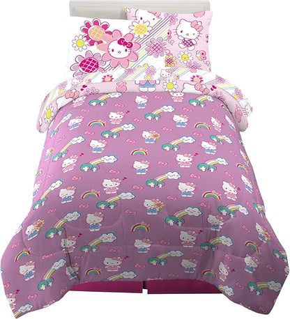 Franco Kids Bedding Super Soft Comforter and Sheet Set with Sham, 5 Piece Twin Size, Hello Kitty