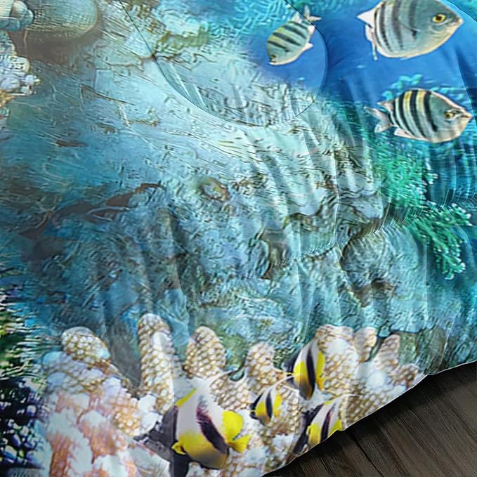 CVHOUSE Sea Turtle Comforter Sets King for Ocean Lovers,Turtle Beach Bedding Sets King Set,Turtle Bedspread,Turtle Duvet,Turtle Bed Set,Turtle Quilt Set 3 Pcs 1 Comforter and 2 Pillowcases