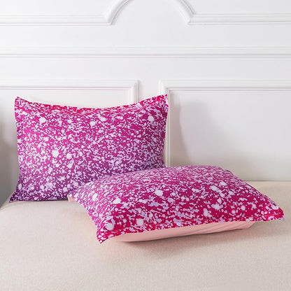 Litanika Galaxy Comforter Full(79x90lnch), 3 Pieces(1 Purple Glitter Ombre Comforter, 2 Pillowcases), 3D Colorful Rainbow Bedding Set, Microfiber Comforter Set for Kid Boy Girl Teen