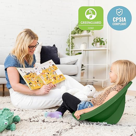 ECR4Kids Leaf Floor Seat, Rocker Chair, Hunter Green, 6-Piece
