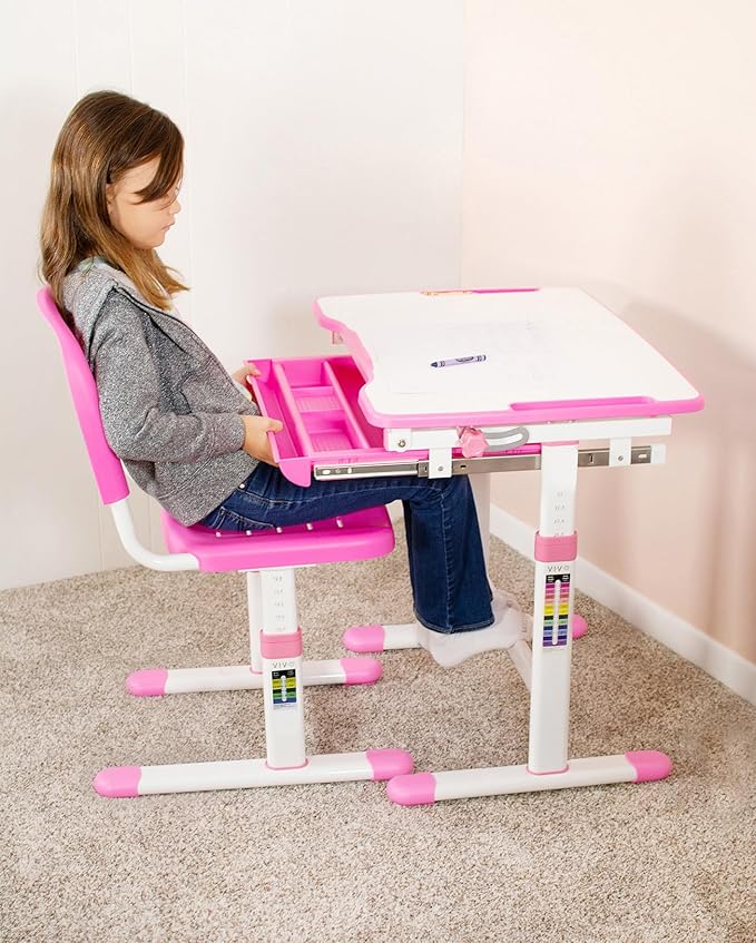 VIVO Height Adjustable Kids Desk Chair, Chair Only, Designed for Interactive Workstation, Universal Children's Ergonomic Seat, Pink, DESK-V201P-CH