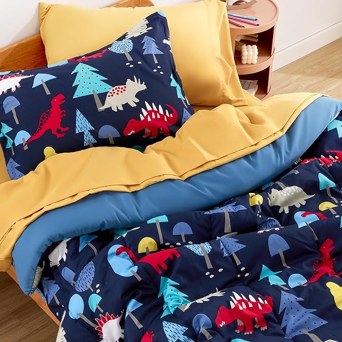 SLEEP ZONE Kids Bedding Twin Comforter Set - Cute Printed for Boys, Girls, Teens, Super Soft, Fade Resistant (Dinosaur Land, Twin)