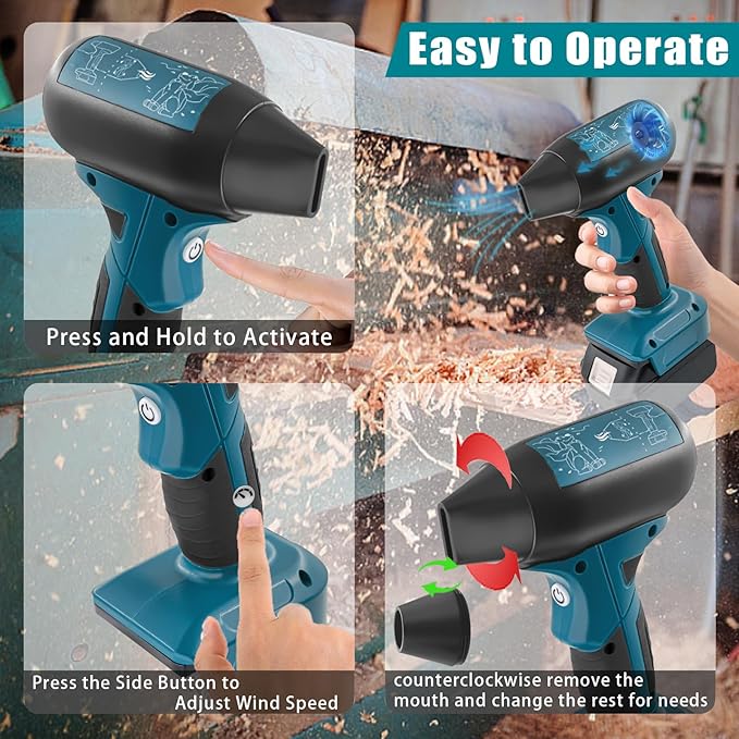 Mini Jet Blower Portable Violent Turbo Fan for Makita 18V Battery, 4-Speed Wireless High Speed Handheld Fan, for Computer Key Board Cleaning,Hair Drying,Camping,Outdoors,Car (No Battery)