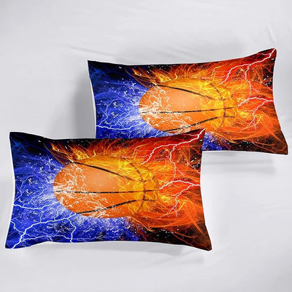 Basketball Comforter Set Queen Size Basketball Queen Comforter Sets for Boys Basketball Bedding Sport Microfiber Queen Bedding Set for Kids Boys Teens, 1 Comforter+2 Pillowcases