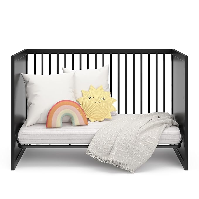 Storkcraft Calabasas 3-in-1 Convertible Crib (Black) – GREENGUARD Gold Certified, Fits Standard Crib Mattress, Converts to Toddler Bed, Modern Style, Easy 30-Minute Assembly