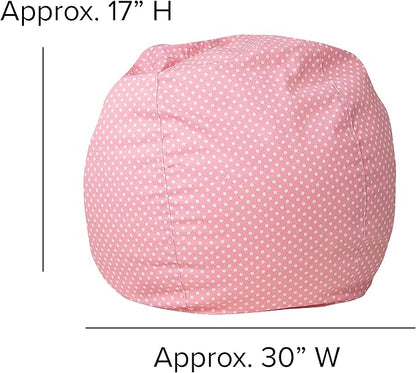 Flash Furniture Dillon Small Bean Bag Chair for Kids and Teens, Foam-Filled Beanbag Chair with Machine Washable Cover, Light Pink Polka Dot