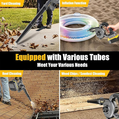 LIVOWALNY Lightweight Battery Leaf Blower: Cordless Battery Operated Blower for Dewalt 20v Battery - Electric Leaf Blowers & Vacuum 2-in-1 with 3 Speed Mode for Yard Driveway Patio Garage Sidewalk