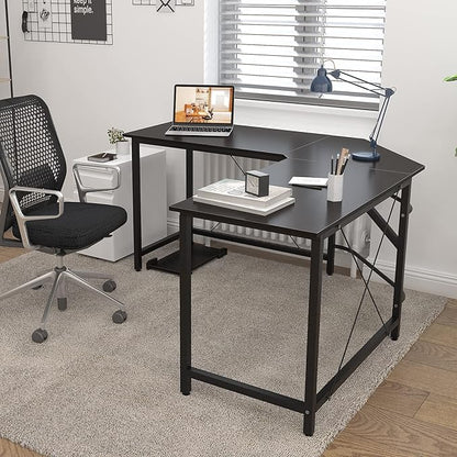 sogesfurniture Large L-Shaped Computer Office Desk, 59" Corner Gaming Desk Workstation Desk PC Laptop Office Home Desk L Desk, Black