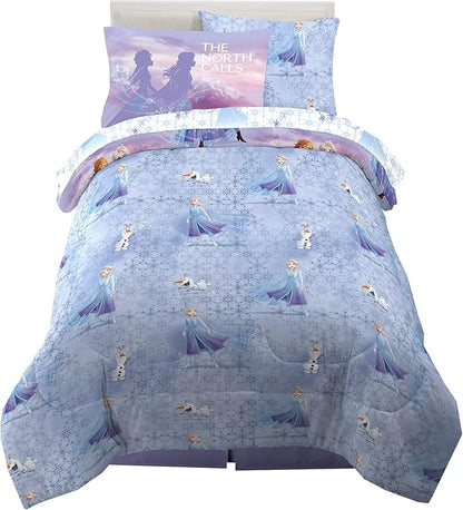 Disney Frozen 2 Kids Bedding Super Soft Comforter and Sheet Set with Sham, 5 Piece Twin Size, "Official" Disney Product By Franco